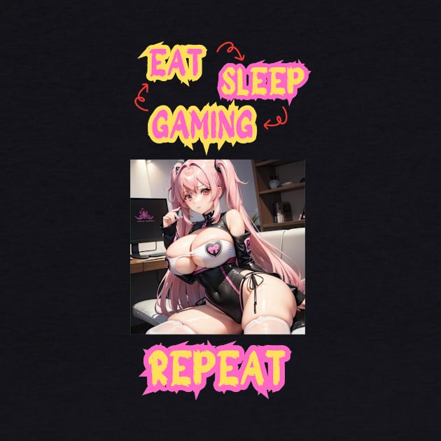 Eat Sleep Gaming Repeat Anime Girl by Clicks Clothes